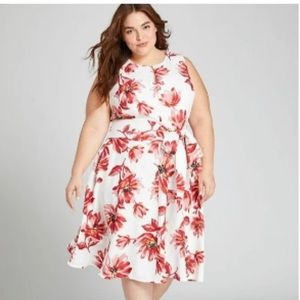 Lane Bryant -  NWT Ivory/Red Floral A-Line Dress - Size 20